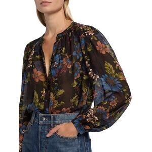 Veronica Beard Womens 4 Ashlynn 100% Silk Blouse Floral Office Dainty Formal